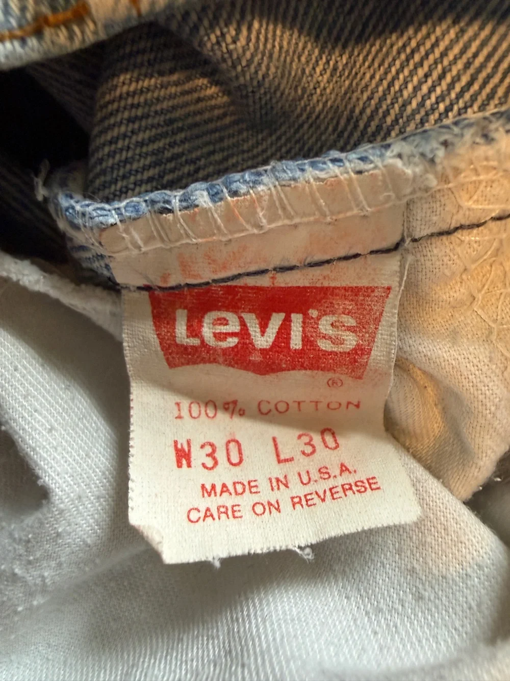 Vintage 1987 Orange Tab Levi’s 30x30 Button 536 Made in USA